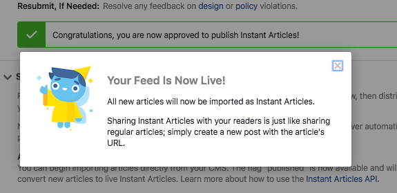 facebook instant articles live