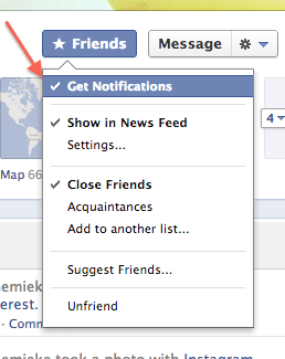 notificaties als vrienden facebook updates