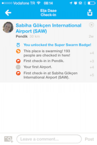 foursquare checkin vliegveld locatie