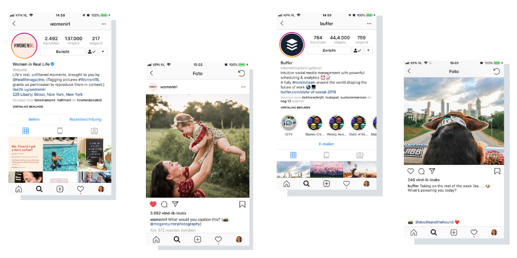 Instagramcontent voorbeelden user generated content